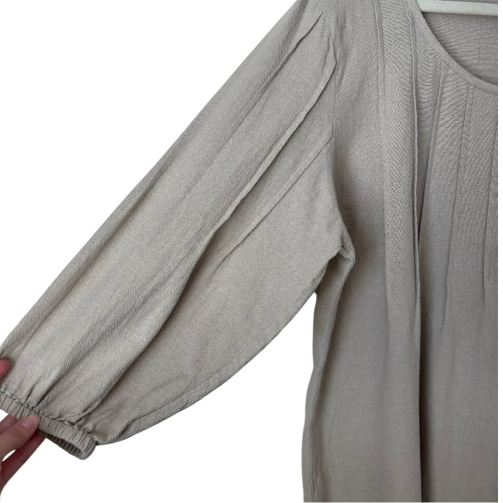 SOFT SURROUNDINGS Pintuck Peasant Boho Natural Cotton Longline Tunic in Tan MED - Picture 8 of 12